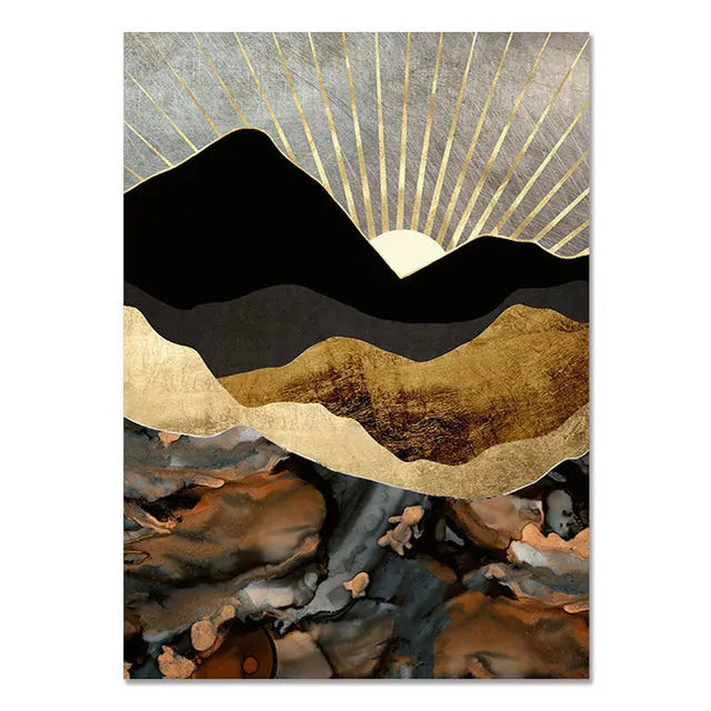 Golden Crane & Sun Collection - Canvas & Curio
