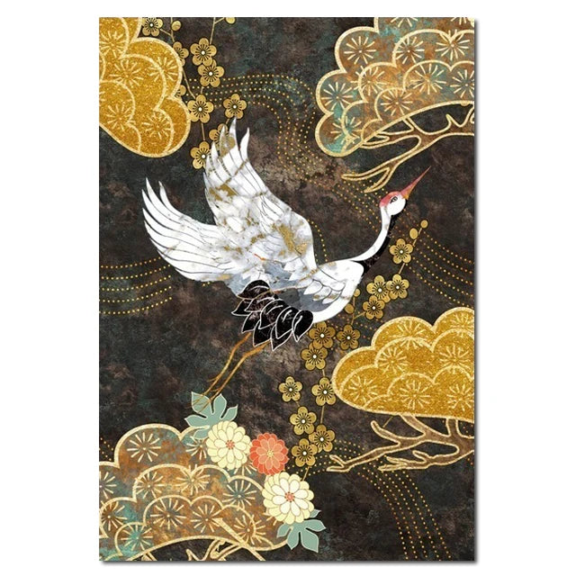 Golden Crane & Sun Collection - Canvas & Curio