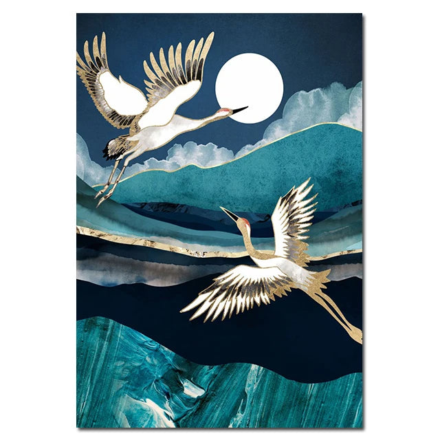 Golden Crane & Sun Collection - Canvas & Curio