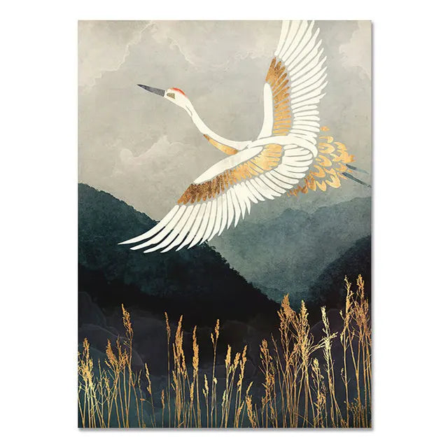 Golden Crane & Sun Collection - Canvas & Curio