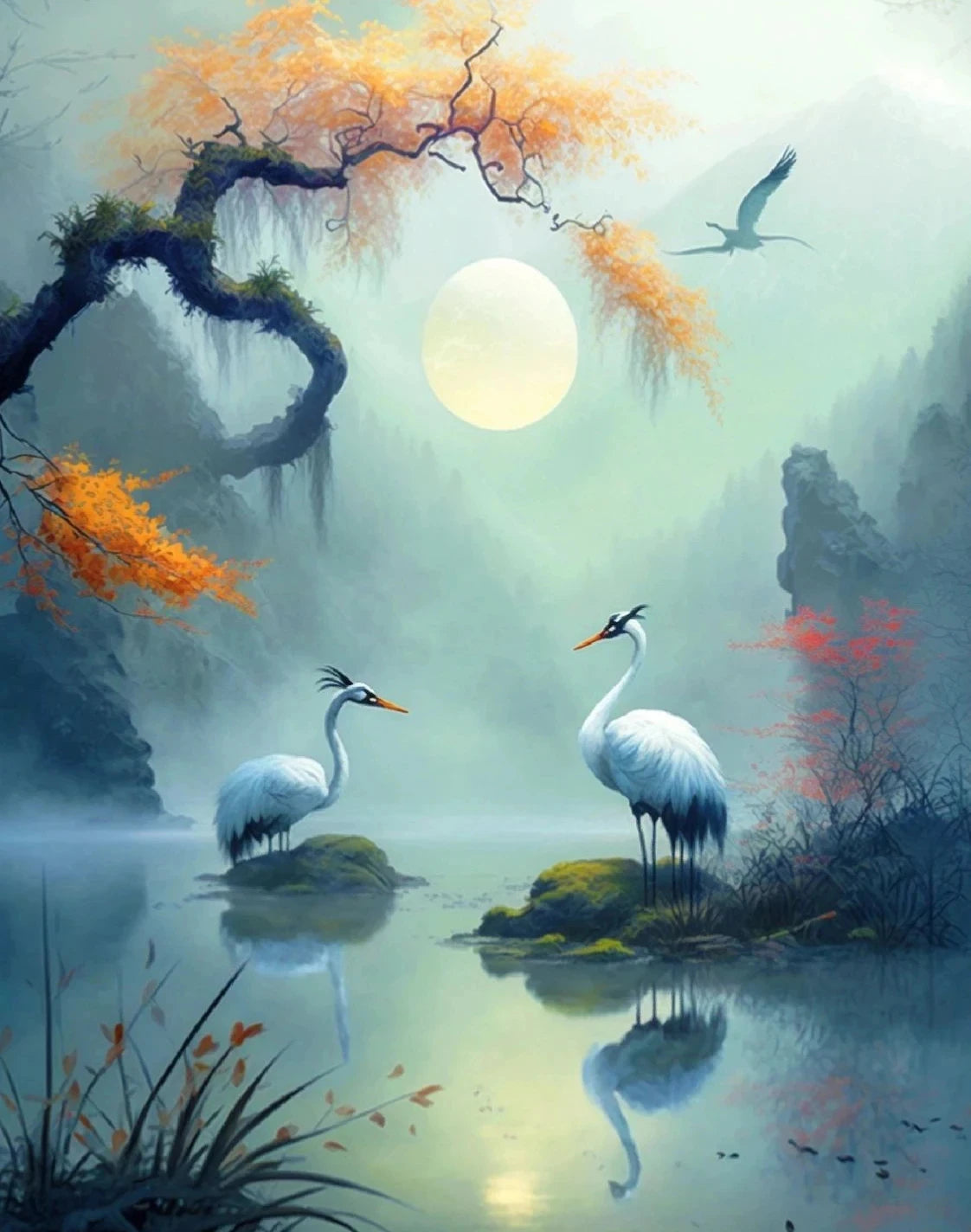 Golden Crane & Moon Collection - Canvas & Curio