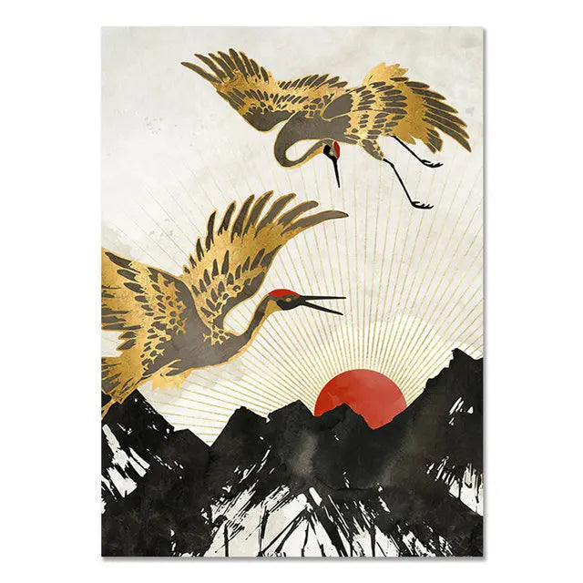 Golden Crane & Sun Collection - Canvas & Curio