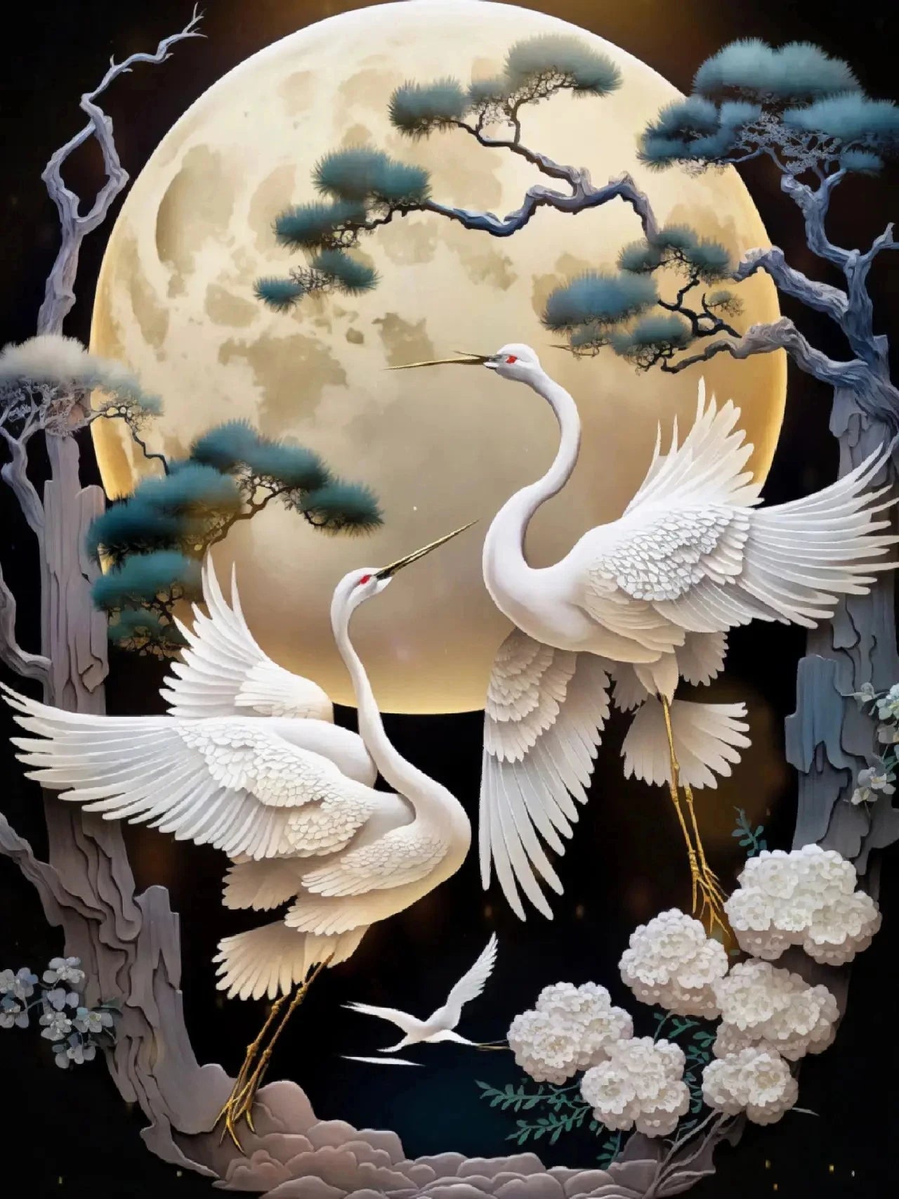 Golden Crane & Moon Collection - Canvas & Curio