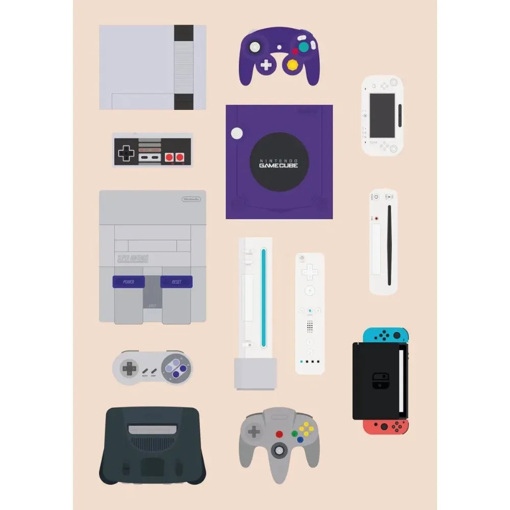 Retro Gaming Controllers Collection - Canvas & Curio