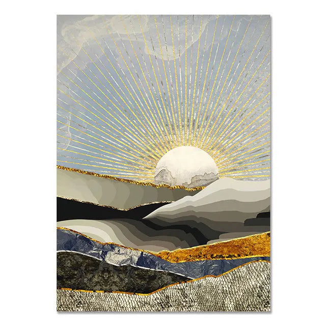 Golden Crane & Sun Collection - Canvas & Curio