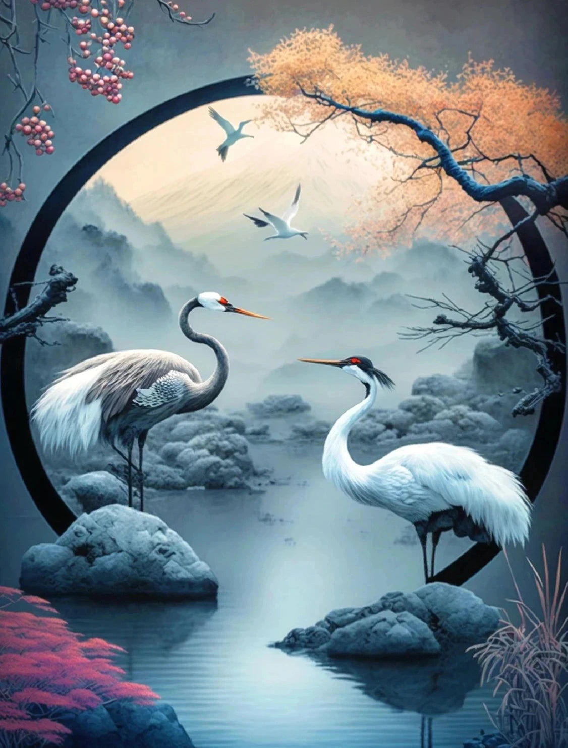 Golden Crane & Moon Collection - Canvas & Curio