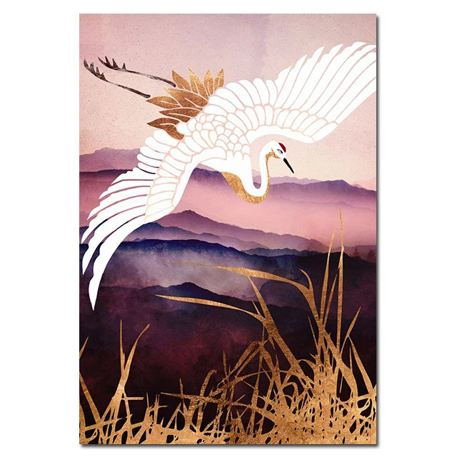 Golden Crane & Sun Collection - Canvas & Curio