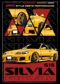 Yellow Nissan Silvia S15