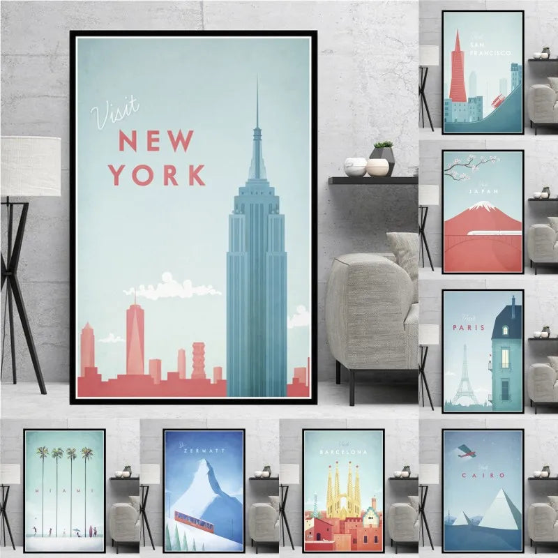 Minimalist Travel Posters Collection - Canvas & Curio