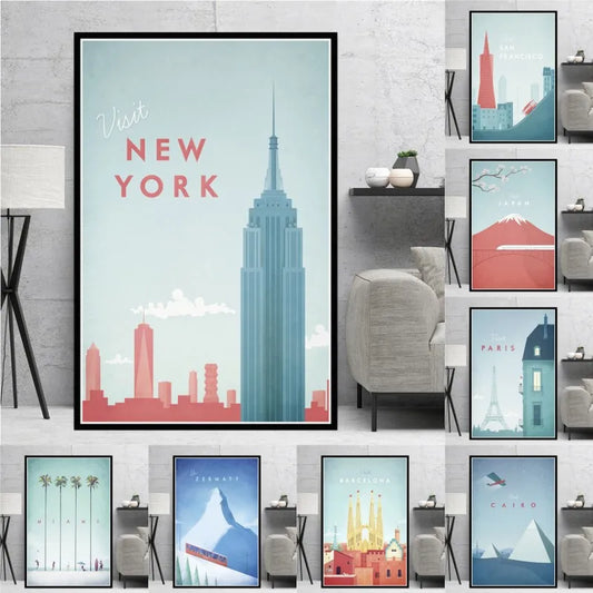 Minimalist Travel Posters Collection - Canvas & Curio