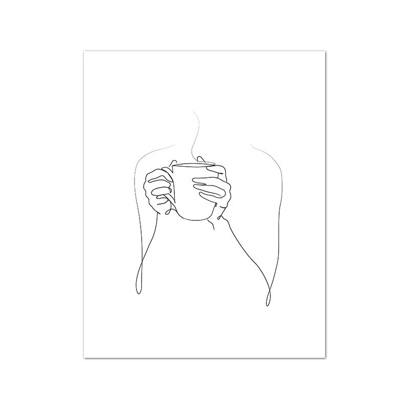 Minimalist Coffee Cup Line Art Collection - Canvas & Curio