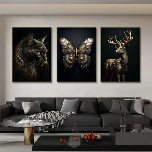 Black & Gold Animals Collection - Canvas & Curio