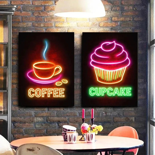 Neon Food Delights Collection - Canvas & Curio