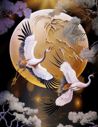 Golden Crane & Moon Collection - Canvas & Curio
