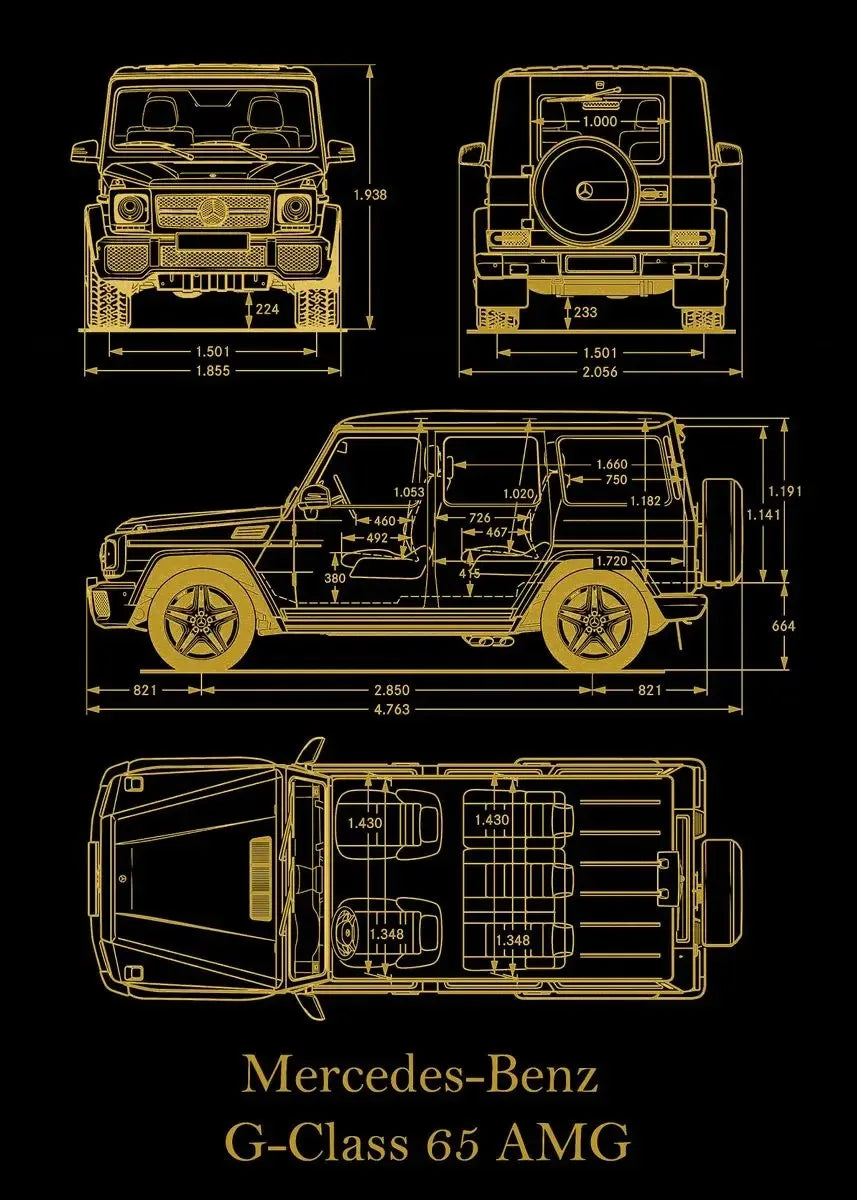 Vintage Car Blueprint Collection - Canvas & Curio