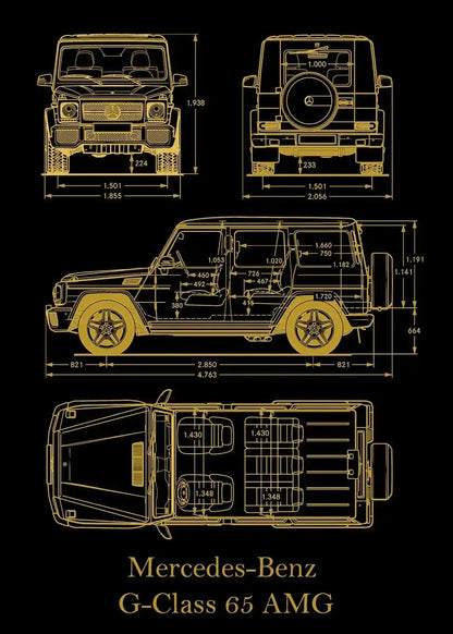 Vintage Car Blueprint Collection - Canvas & Curio