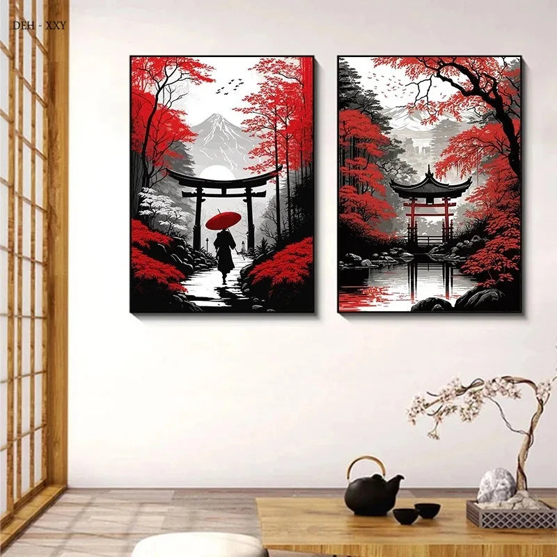 Black & Red Ink Art Collection - Canvas & Curio