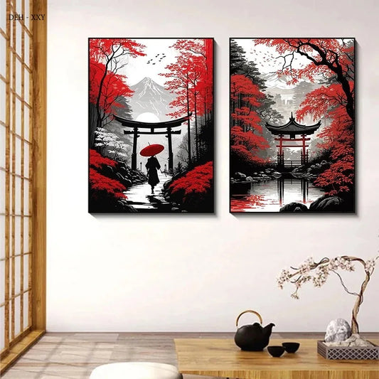 Black & Red Ink Art Collection - Canvas & Curio
