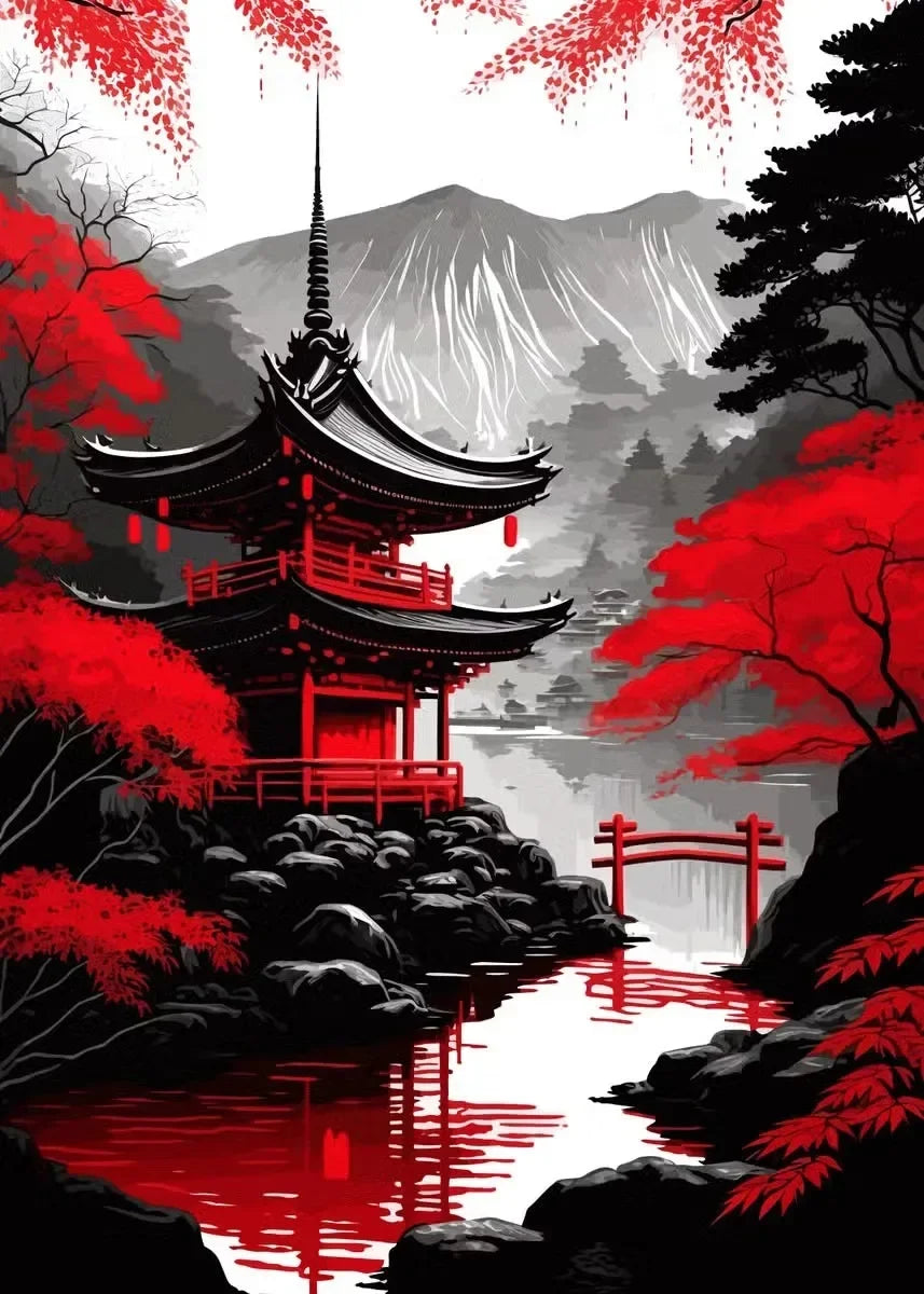 Black & Red Ink Art Collection - Canvas & Curio