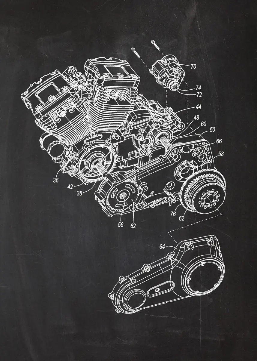Engine Motor Blueprint Collection II - Canvas & Curio