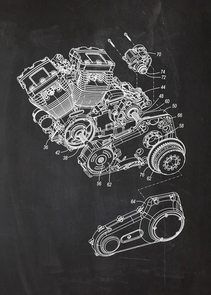 Engine Motor Blueprint Collection II - Canvas & Curio