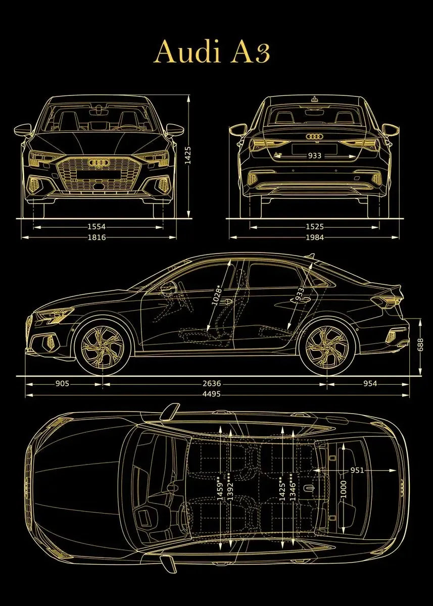 Vintage Car Blueprint Collection - Canvas & Curio