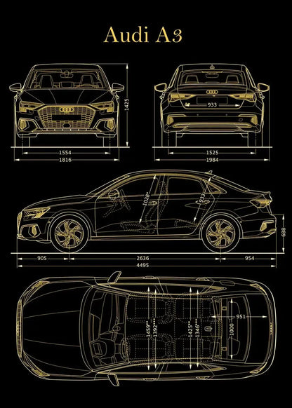 Vintage Car Blueprint Collection - Canvas & Curio