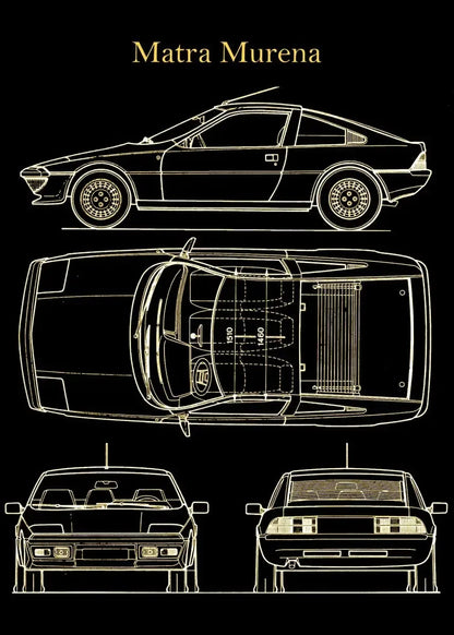 Vintage Car Blueprint Collection - Canvas & Curio