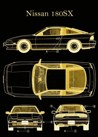Vintage Car Blueprint Collection - Canvas & Curio