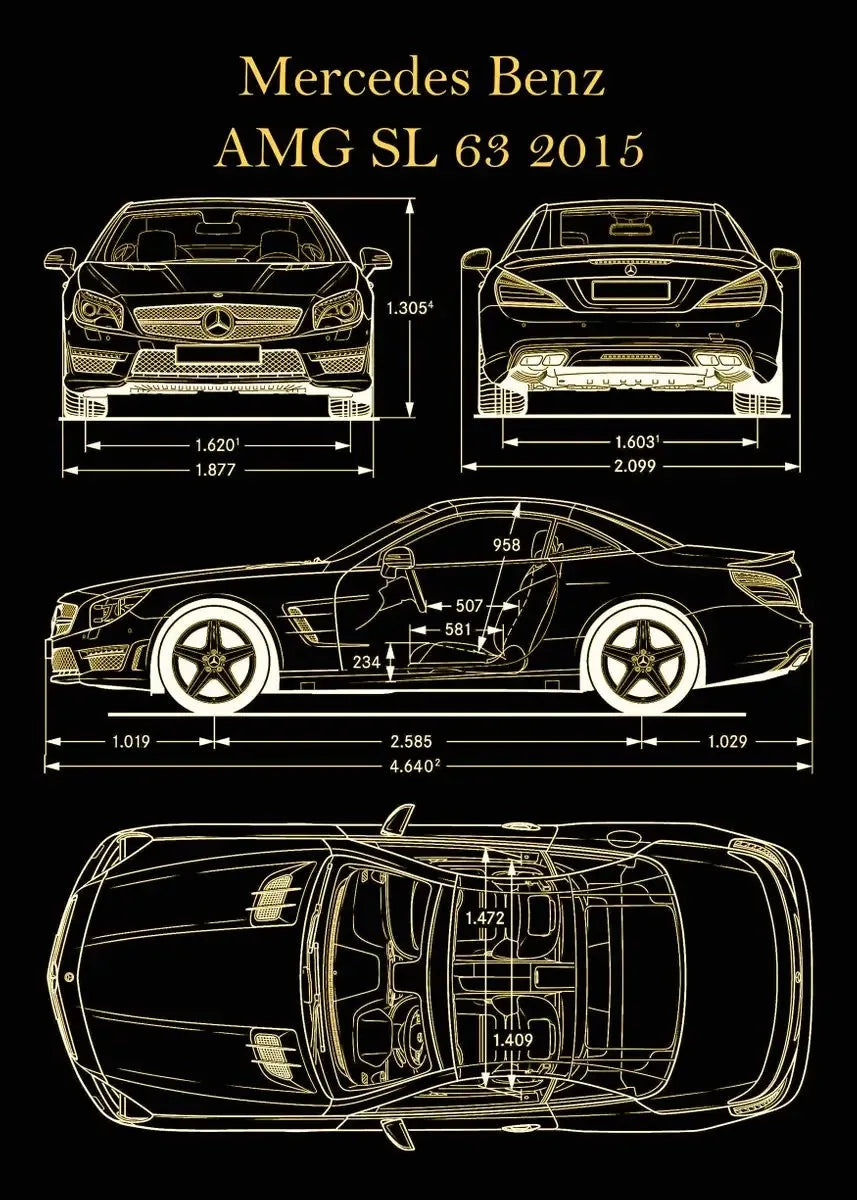 Vintage Car Blueprint Collection - Canvas & Curio