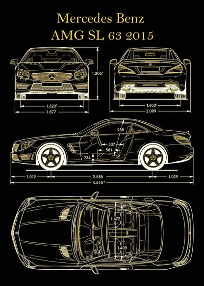 Vintage Car Blueprint Collection - Canvas & Curio