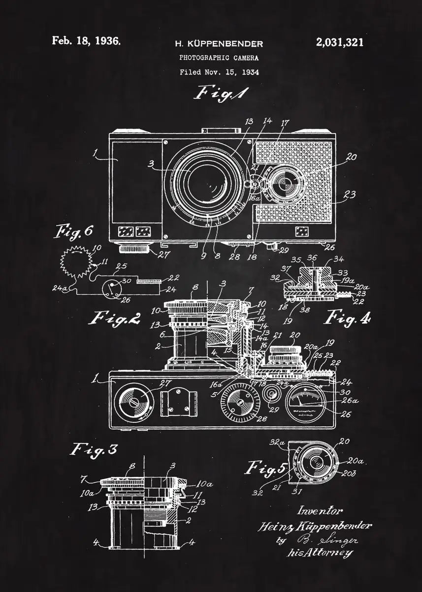 90s Retro Camera Blueprint Collection - Canvas & Curio