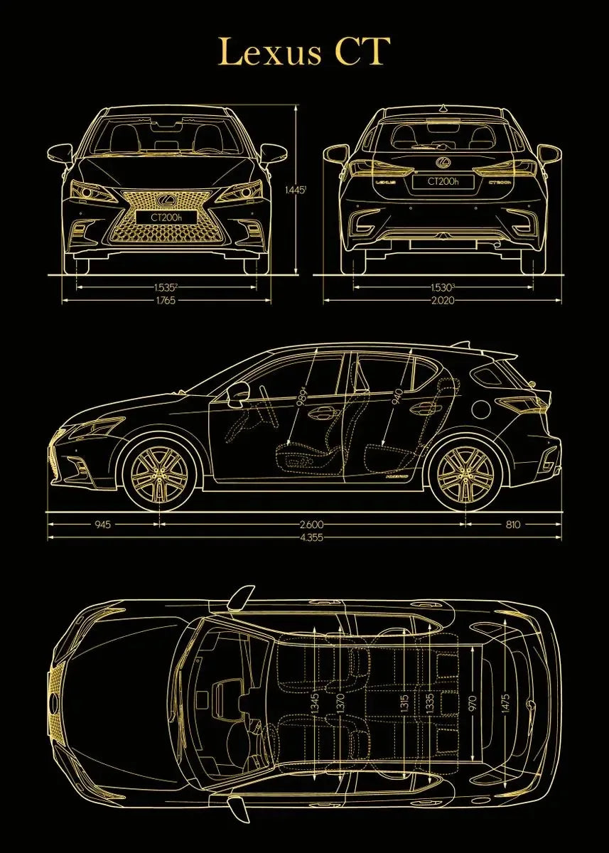 Vintage Car Blueprint Collection - Canvas & Curio