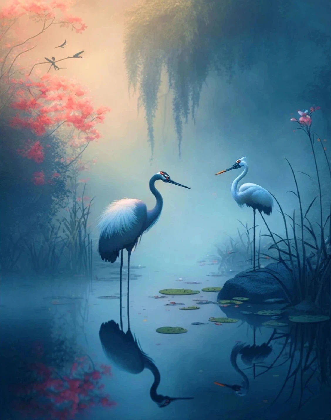 Golden Crane & Moon Collection - Canvas & Curio