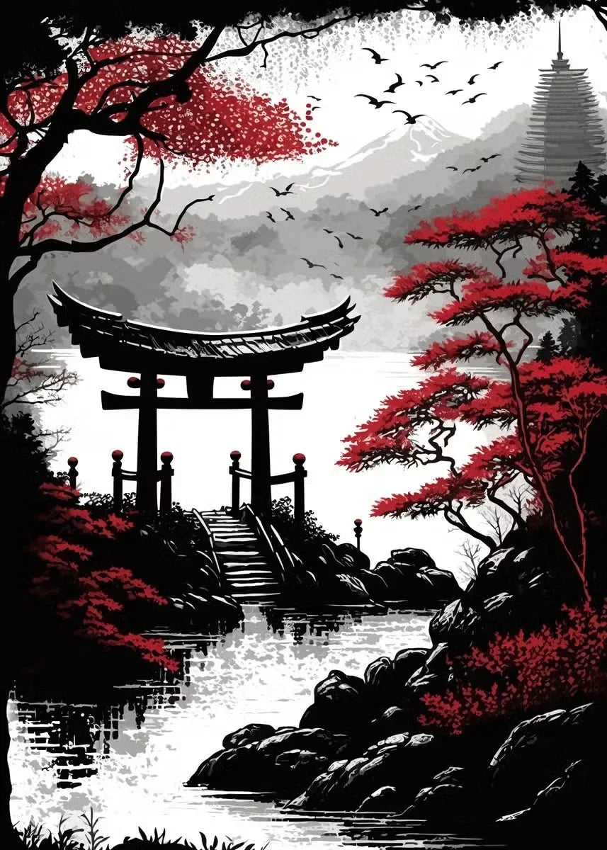 Black & Red Ink Art Collection - Canvas & Curio