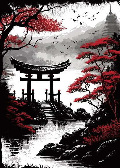 Black & Red Ink Art Collection - Canvas & Curio