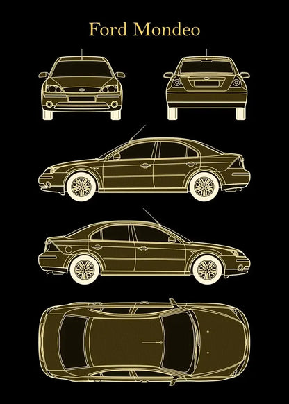 Vintage Car Blueprint Collection ll - Canvas & Curio