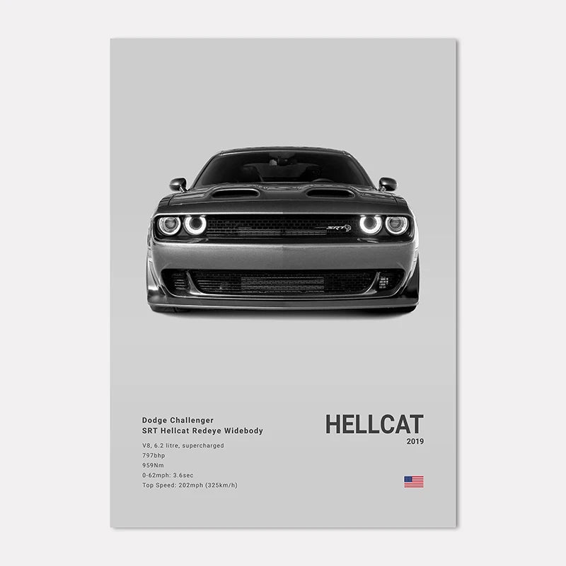 Black & White Sport Cars Collection - Canvas & Curio