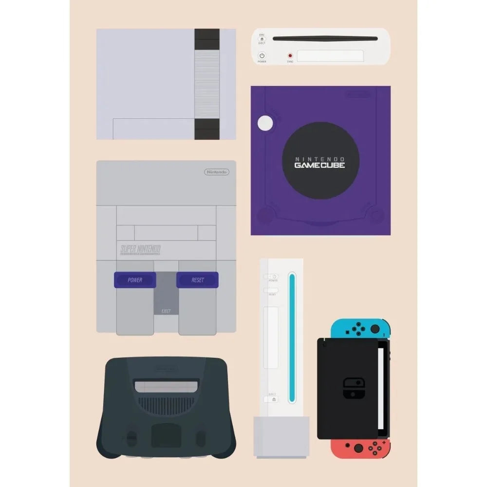 Retro Gaming Controllers Collection - Canvas & Curio