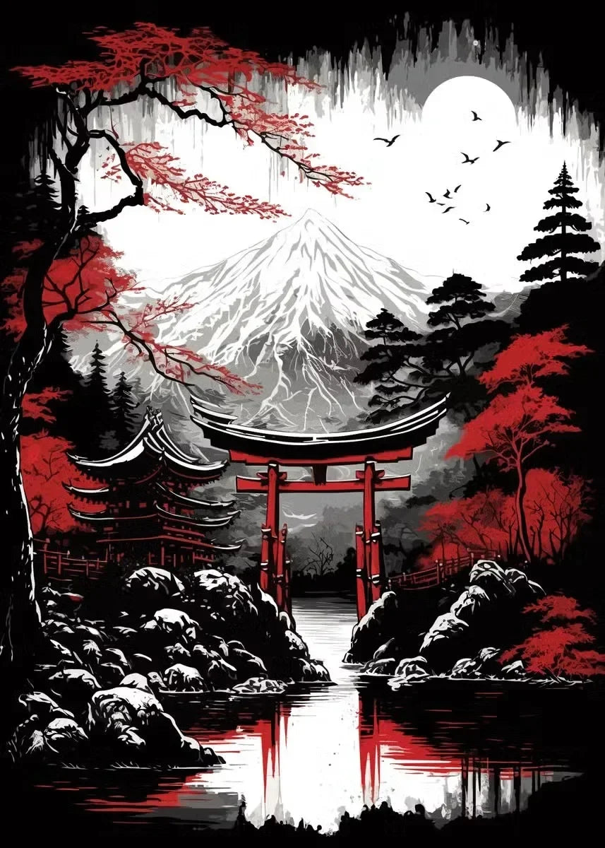 Black & Red Ink Art Collection - Canvas & Curio