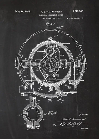 Engine Motor Blueprint Collection II - Canvas & Curio