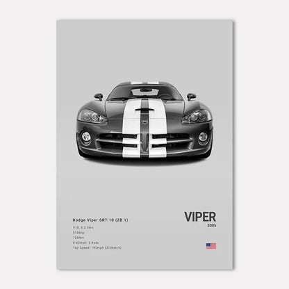 Black & White Sport Cars Collection - Canvas & Curio