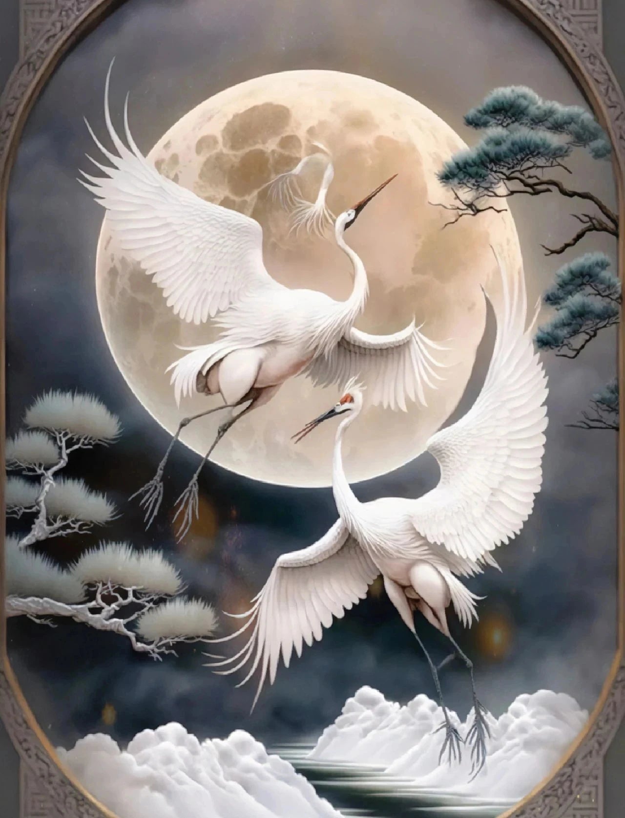 Golden Crane & Moon Collection - Canvas & Curio