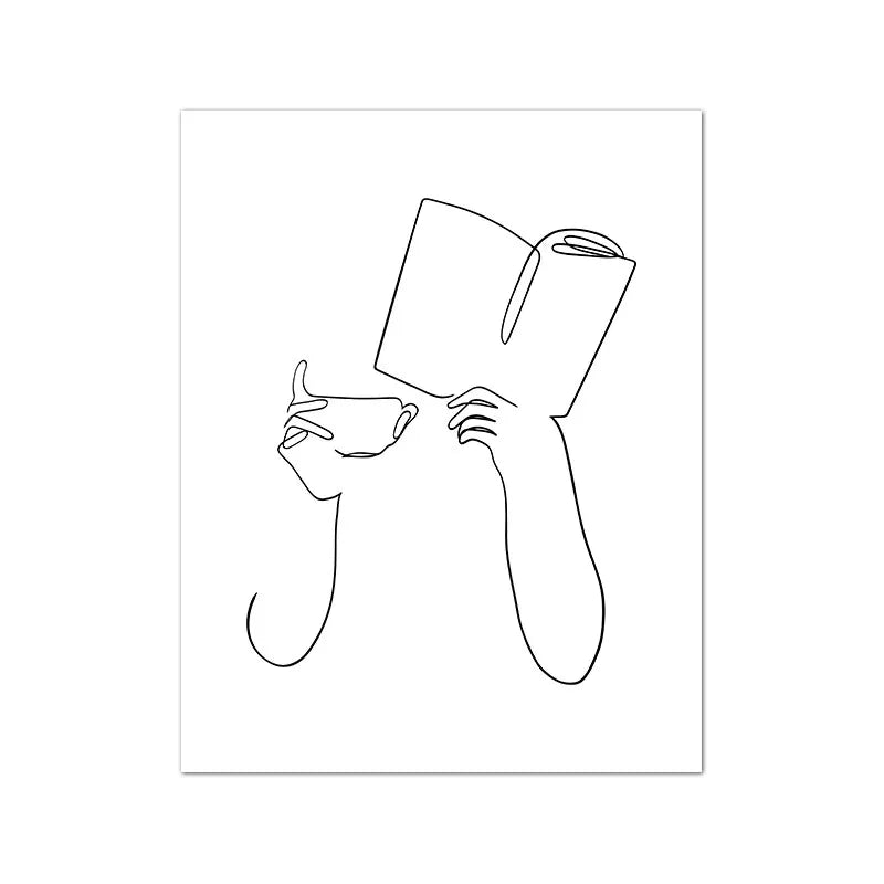 Minimalist Coffee Cup Line Art Collection - Canvas & Curio