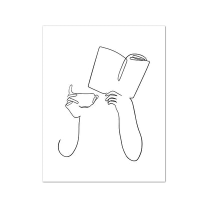 Minimalist Coffee Cup Line Art Collection - Canvas & Curio