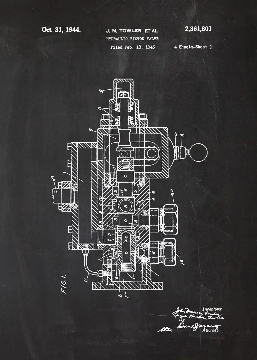 Engine Motor Blueprint Collection - Canvas & Curio