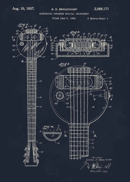 Musical Instruments Blueprint Collection - Canvas & Curio