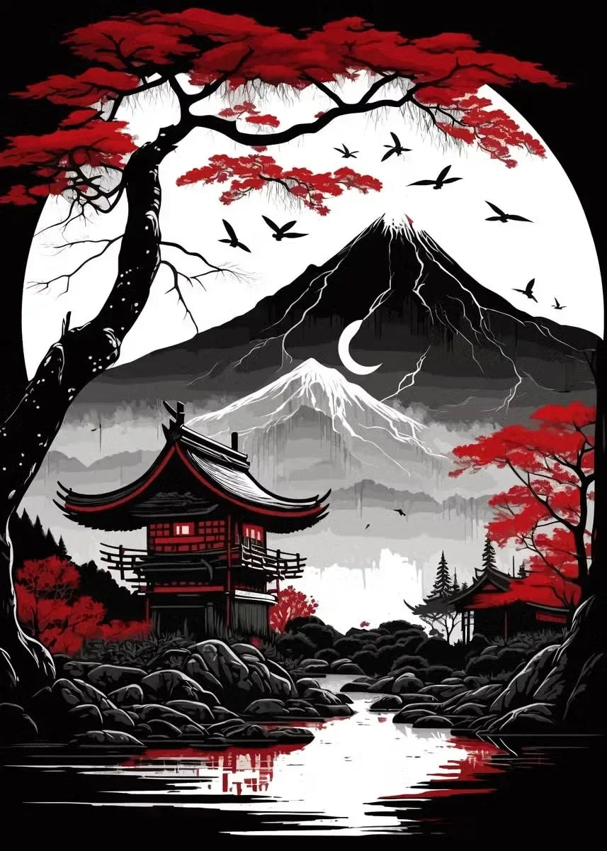 Black & Red Ink Art Collection - Canvas & Curio