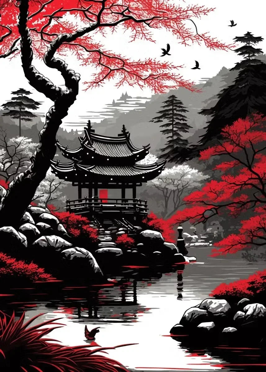 Black & Red Ink Art Collection - Canvas & Curio