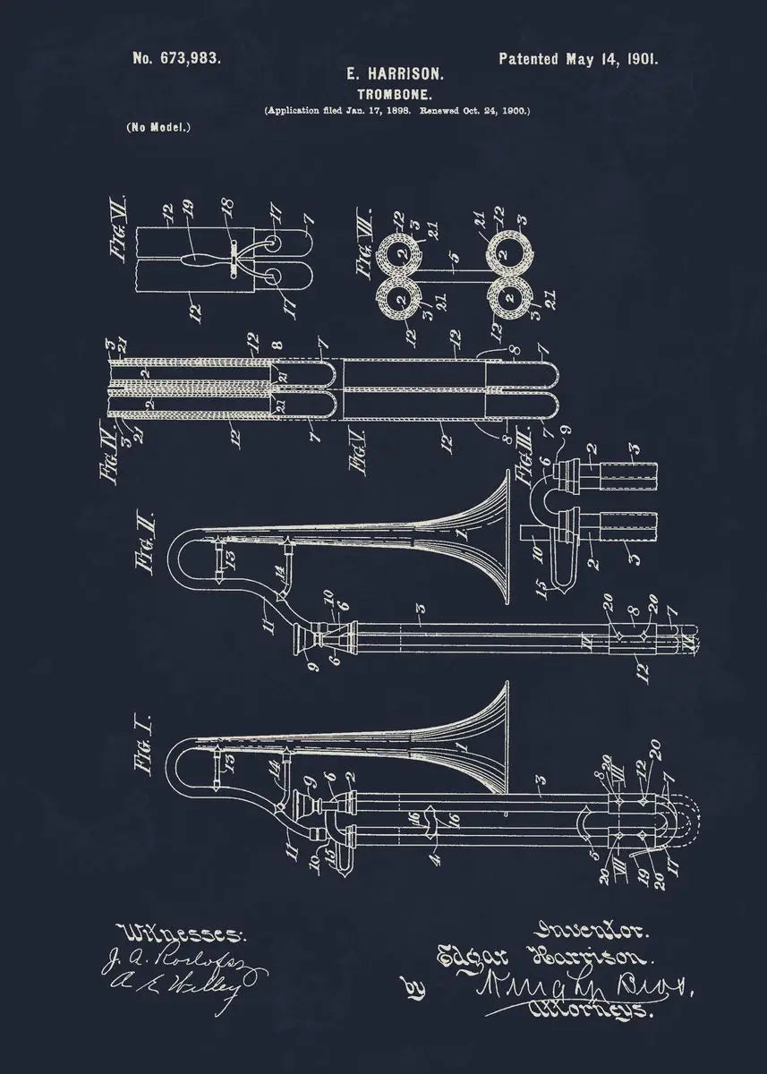 Musical Instruments Blueprint Collection - Canvas & Curio